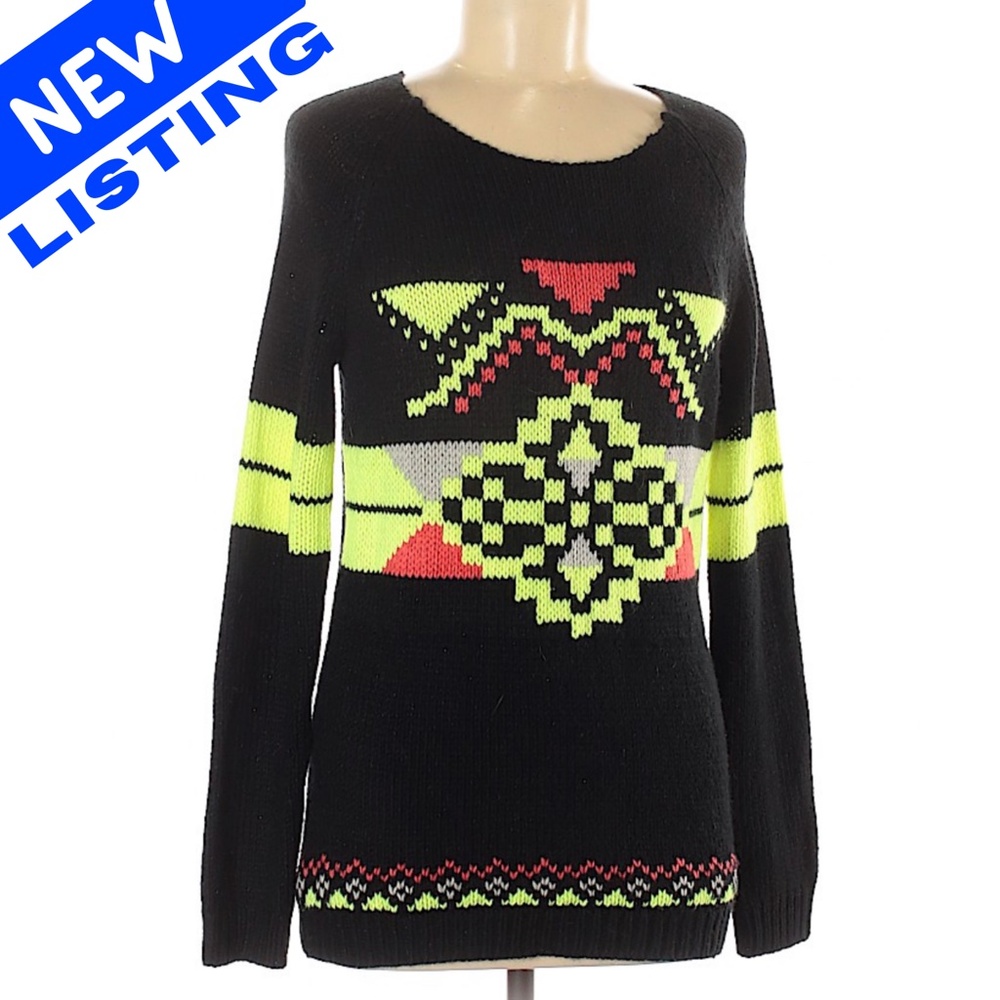 M Rare Vera Wang Retro Neon Knit Sweater
